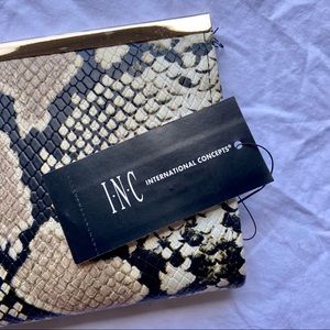 INC International Concepts Faux Snakeskin Clutch
